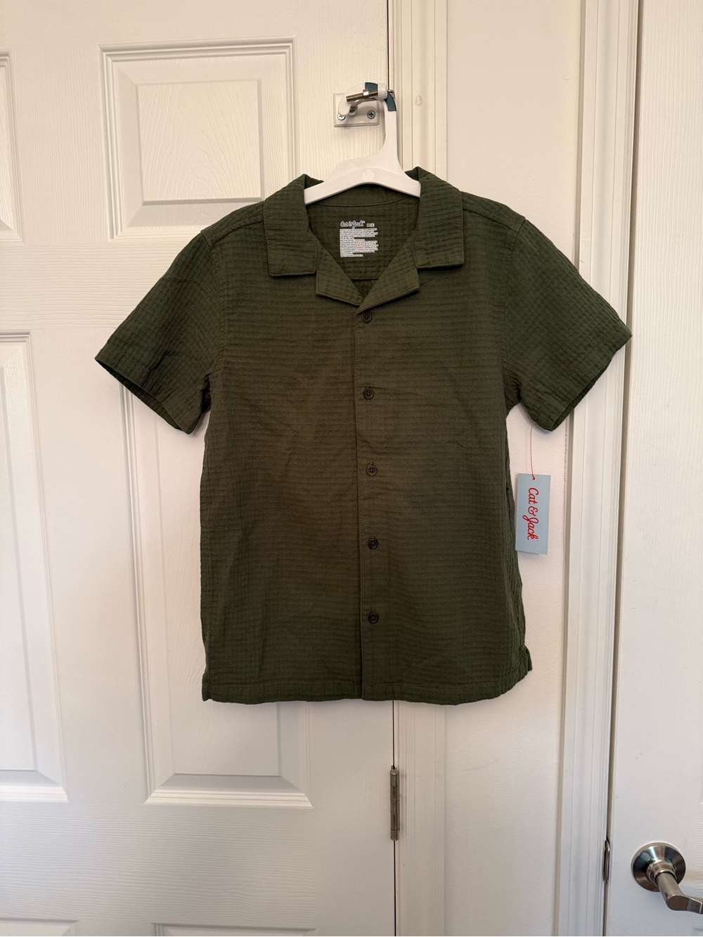 Cat & Jack Olive Green Short-Sleeve Button Shirt